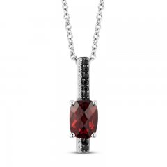 Disney Treasures 101 Dalmatians Garnet Necklace 1/10 ct tw Black and White Diamonds Sterling Silver