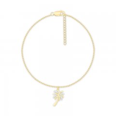 Diamond Palm Tree Anklet 10K Yellow Gold