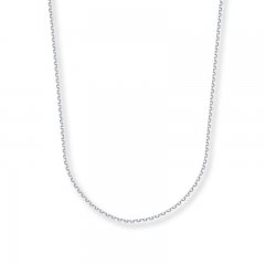 Cable Chain Necklace 14K White Gold 16" Length