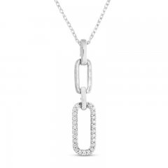 Diamond Paperclip Necklace Sterling Silver 18"