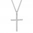 Diamond Cross Necklace 1/4 ct tw Round-cut 10K White Gold