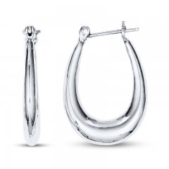 Oval Hoop Earrings Sterling Silver