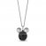 Disney Treasures Mickey Mouse Black Onyx & Black Diamond Necklace 1/10 ct tw Round-Cut Sterling Silver 17"