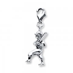 Baseball Player Charm Sterling Silver