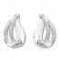 Diamond Textured Earrings 1/15 ct tw Round-cut Sterling Silver