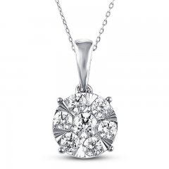 Diamond Necklace 1/4 ct tw Round-cut 10K White Gold