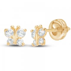 Children's Cubic Zirconia Butterfly Earrings 14K Yellow Gold