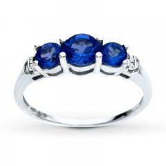 Lab-Created Sapphire Ring Diamond Accents 10K White Gold