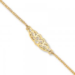 Filigree Heart Anklet 14K Yellow Gold