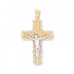 Crucifix Pendant 14K Two-Tone Gold