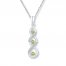 Peridot Necklace 1/15 ct tw Diamonds 10K White Gold