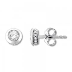 Bezel-Set Diamond Solitaire Earrings 1/2 Carat tw 10K Gold