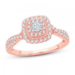 Diamond Engagement Ring 1/2 ct tw Round-cut 10K Rose Gold