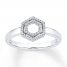 Hexagon Ring 1/15 ct tw Diamonds Sterling Silver