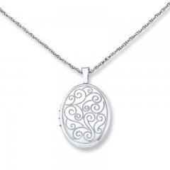 Oval Locket Necklace Sterling Silver