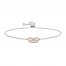 Hallmark Diamonds Infinity Bolo Bracelet 1/5 ct tw Sterling Silver/10K Rose Gold