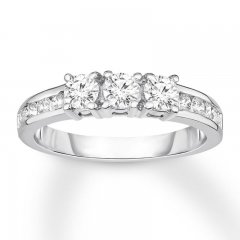 3-Stone Diamond Engagement Ring 3/4 ct tw Round 14K White Gold