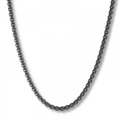 Box Chain Necklace Black Ion-Plated Stainless Steel 18"