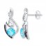 Blue Topaz Earrings 1/15 ct tw Diamonds Sterling Silver