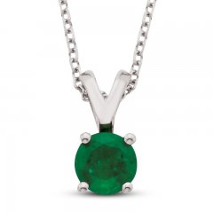 Certified Emerald Necklace 14K White Gold 18"