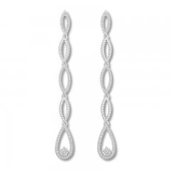 Diamond Dangle Earrings 1/3 ct tw Round-cut Sterling Silver