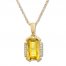 Citrine Necklace with Diamonds 10K Yellow Gold