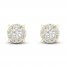 Diamond Halo Stud Earrings 1/10 ct tw Round-Cut 10K Yellow Gold