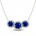 Blue/White Lab-Created Sapphire 3-Stone Halo Necklace Sterling Silver 18"