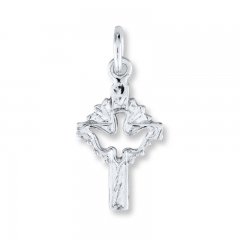 Cross and Dove Charm Sterling Silver