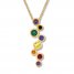 Lab-Created Gemstone Rainbow Necklace 10K Yellow Gold