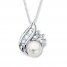 Cultured Pearl Necklace Lab-Created Sapphires Sterling Silver