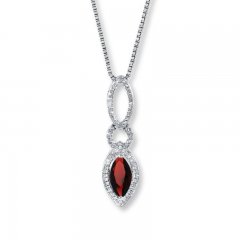 Garnet Necklace Diamond Accents Sterling Silver