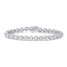 White Lab-Created Sapphire Fashion Bracelet Sterling Silver 7.5"