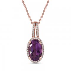 Amethyst & Diamond Necklace 1/8 ct tw 10K Rose Gold 18"