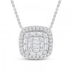 Diamond Cushion Necklace 1/3 ct tw 10K White Gold 18.25"