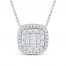 Diamond Cushion Necklace 1/3 ct tw 10K White Gold 18.25"