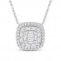 Diamond Cushion Necklace 1/3 ct tw 10K White Gold 18.25"