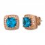 Le Vian Blue Topaz Earrings 1/3 ct tw Diamonds 14K Gold