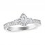 Three Stone Diamond Engagement Ring 1/2 ct tw Pear/Round 14K White Gold