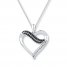 Diamond Heart Necklace 1/6 ct tw Black/White Sterling Silver