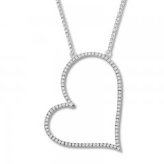 Diamond Heart Necklace 1/4 ct tw Round-cut Sterling Silver