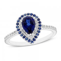 Blue & White Lab-Created Sapphire Ring Sterling Silver