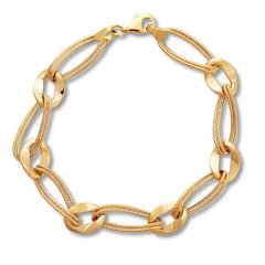 Textured Link Bracelet 10K Yellow Gold 7.75"