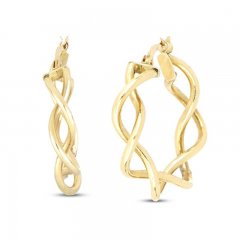 Open Tube Twist Hoop Earrings 10K Yellow Gold