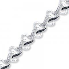 Diamond Heart Bracelet 1/4 ct tw Black/White Sterling Silver