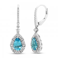 Neil Lane Topaz & Diamond Earrings 1/2 ct tw Pear/Baguette/Round-cut 14K White Gold