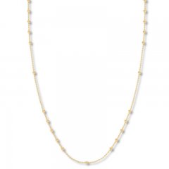 Beaded Cable Chain Necklace 14K Yellow Gold 24" Length