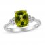 Peridot Ring 1/20 ct tw Diamonds Sterling Silver