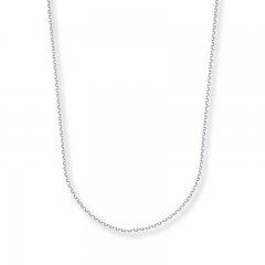 Cable Chain Necklace 14K White Gold 24" Length