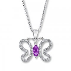 Butterfly Necklace Amethyst/Diamonds Sterling Silver